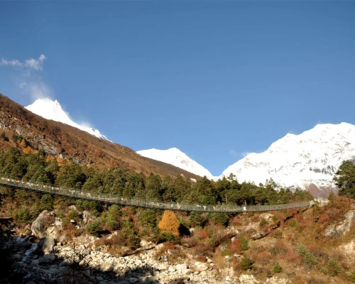 Suspension Bridge With Manaslu